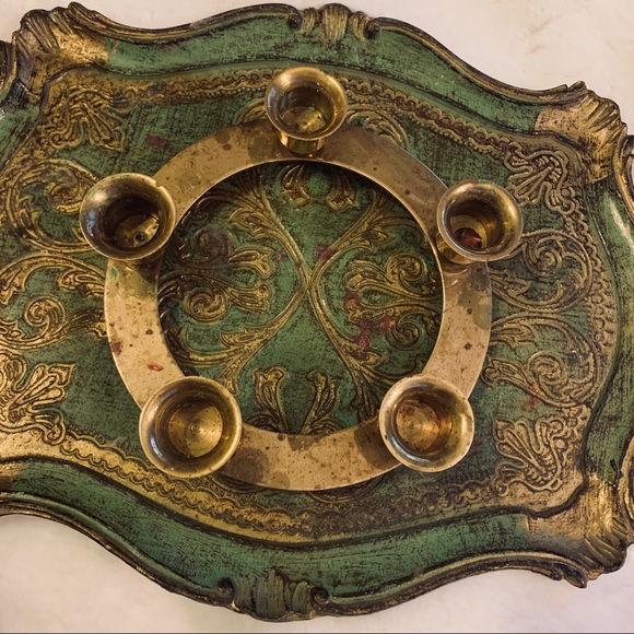 5point brass candle holder authentic antique witch - Picture 2 of 6